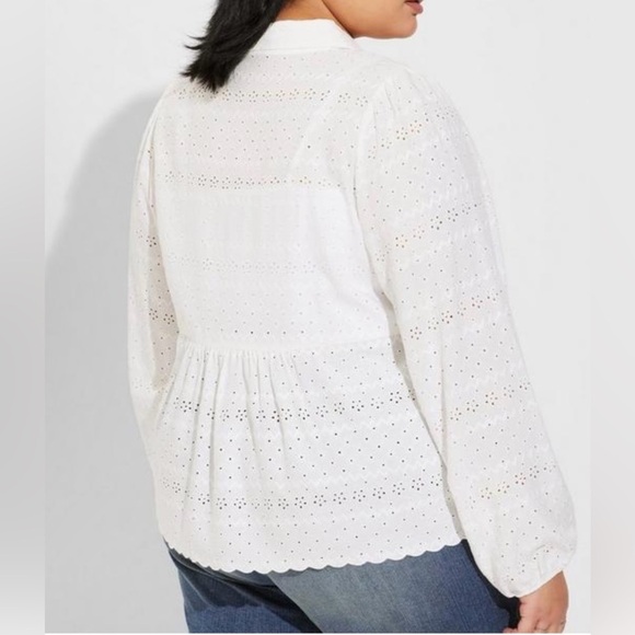 NWT Torrid Women’s Plus Size Eyelet Button Up Long Sleeve Shirt Size 4 W… - Picture 3 of 8